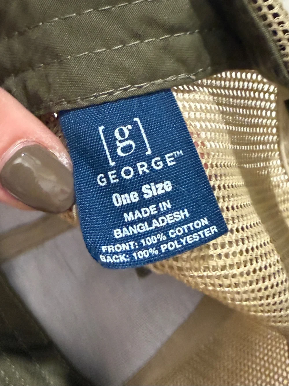 George Olive Front with Tan Mesh Trucker Hat